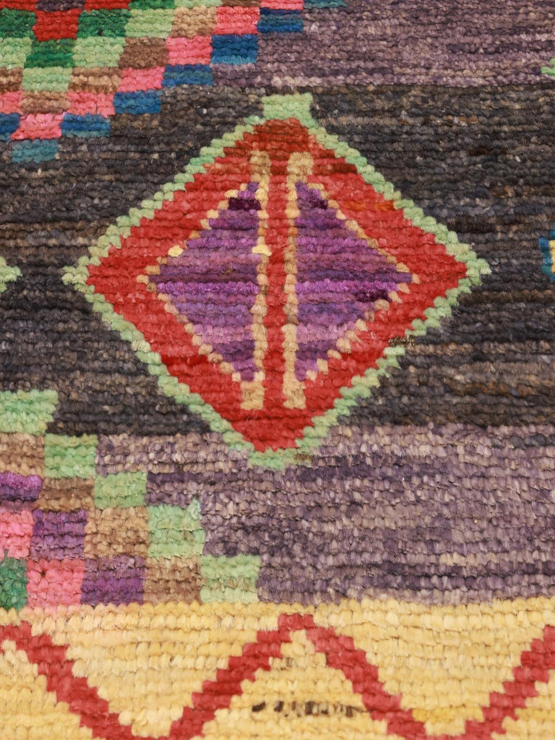 Handmade Berber Colourful rug from Afghanistan in purple