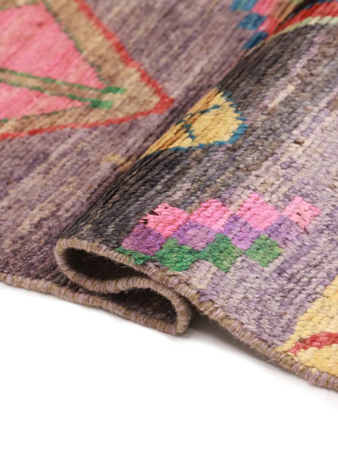 Handmade Berber Colourful rug from Afghanistan in purple