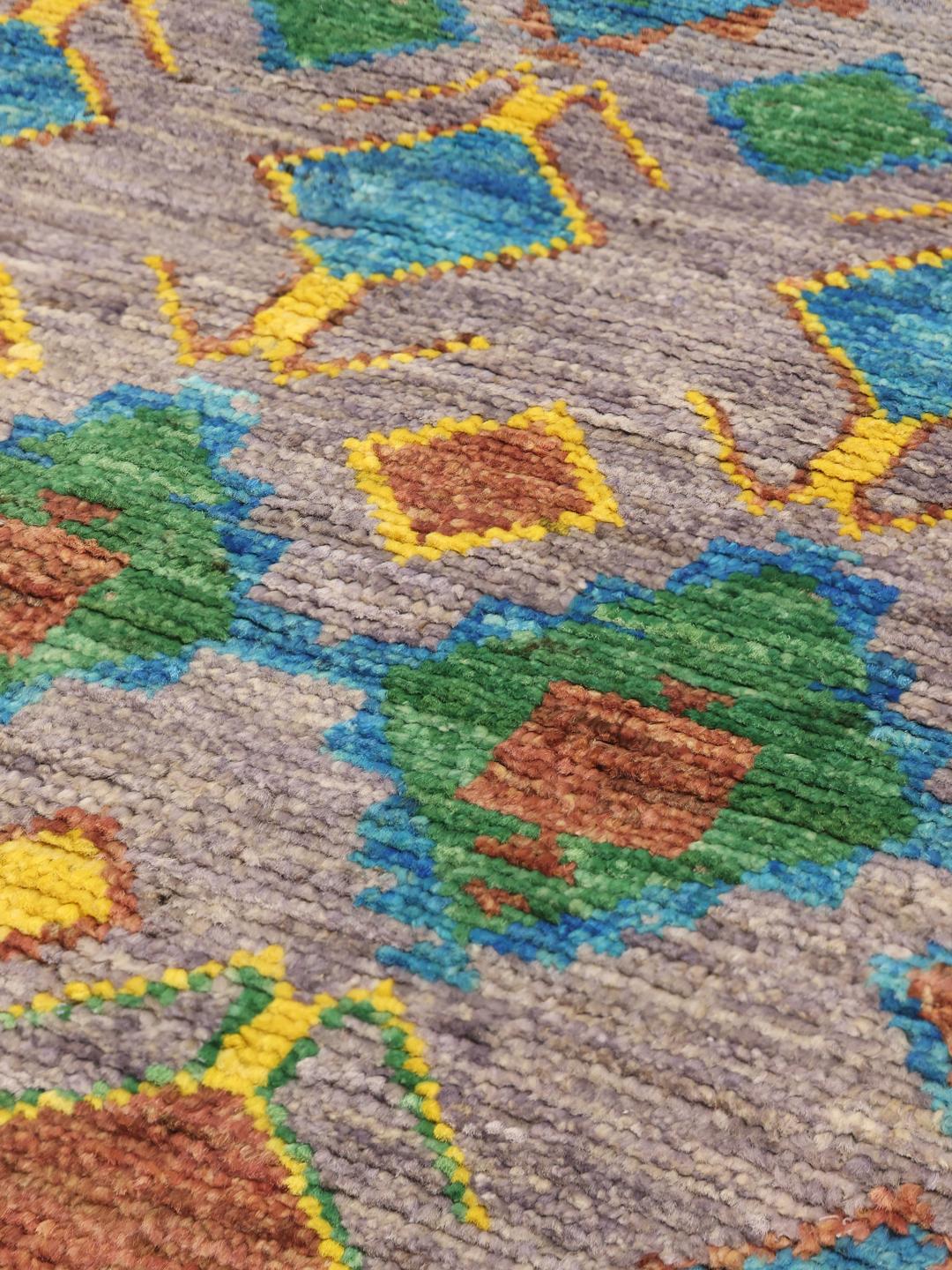 Håndlavet Berber Colourful tæppe fra Afghanistan med flerfarvede diamantmønstre