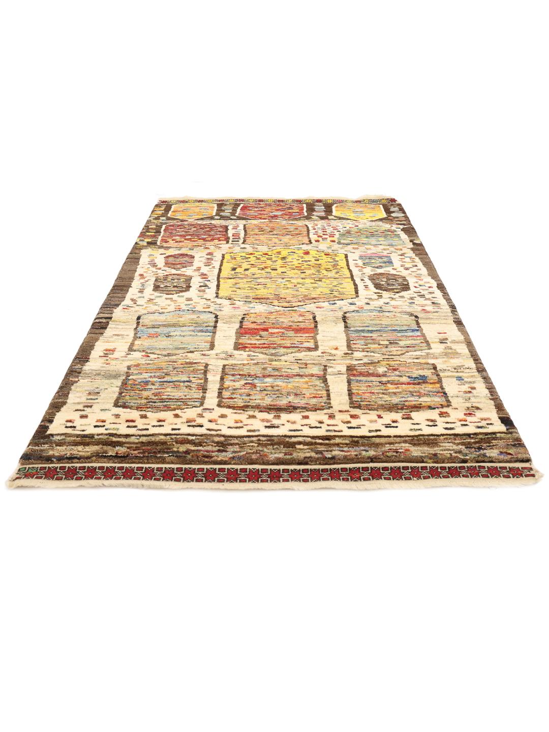Handgeknoopt Afghaans Berber-tapijt met een veelkleurig geometrisch patroon