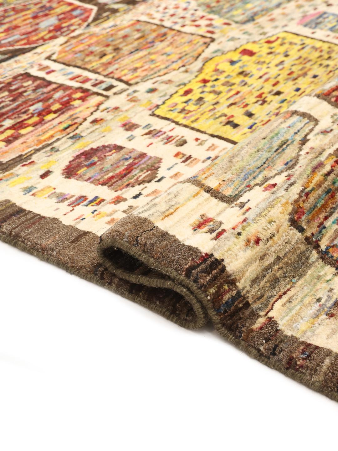 Handgeknoopt Afghaans Berber-tapijt met een veelkleurig geometrisch patroon