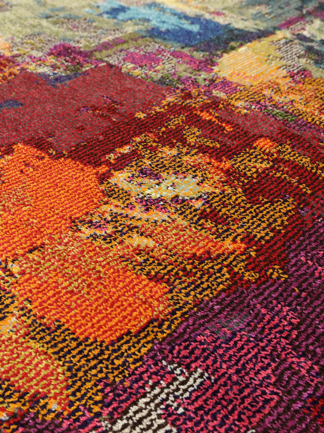 Multicolor tapijt met een abstract design