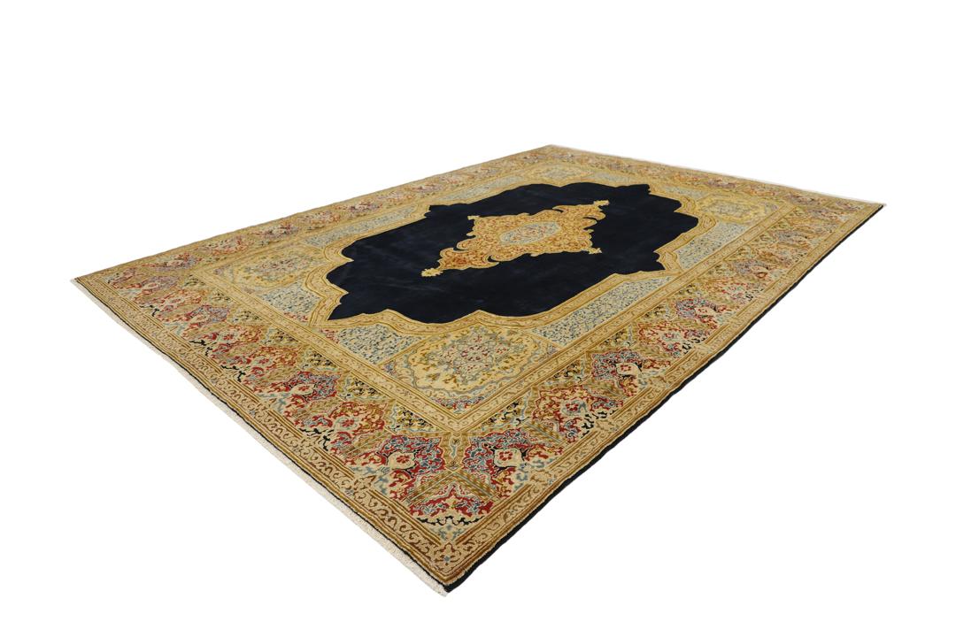 Tapis fait main en laine du Moyen-Orient en bleu