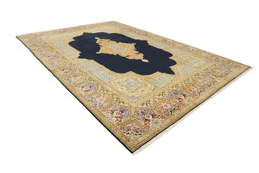 Tapis fait main en laine du Moyen-Orient en bleu