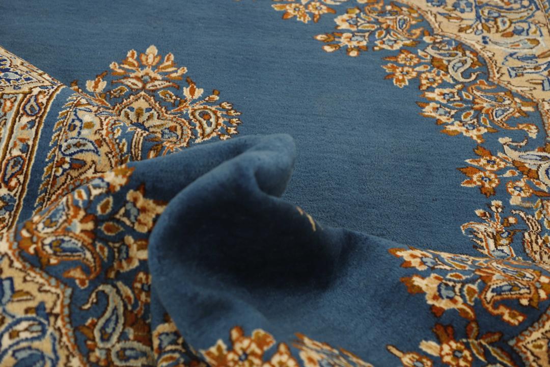 Handgemaakt Kerman vloerkleed uit het Midden-Oosten in blauw