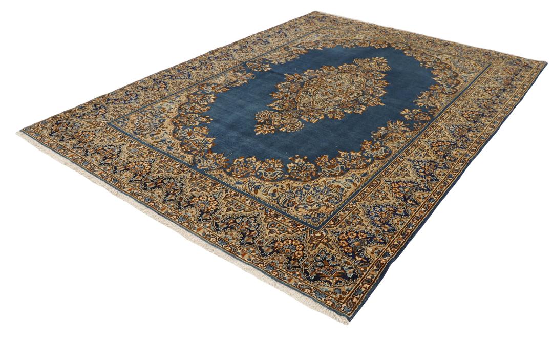 Handgemaakt Kerman vloerkleed uit het Midden-Oosten in blauw