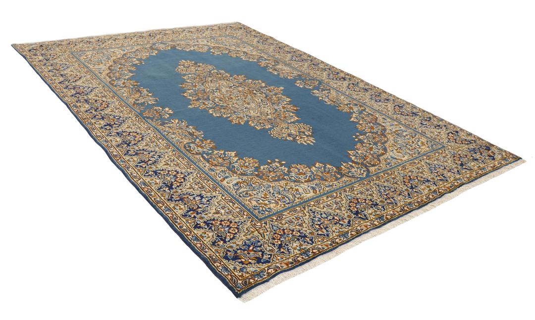 Handgemaakt Kerman vloerkleed uit het Midden-Oosten in blauw