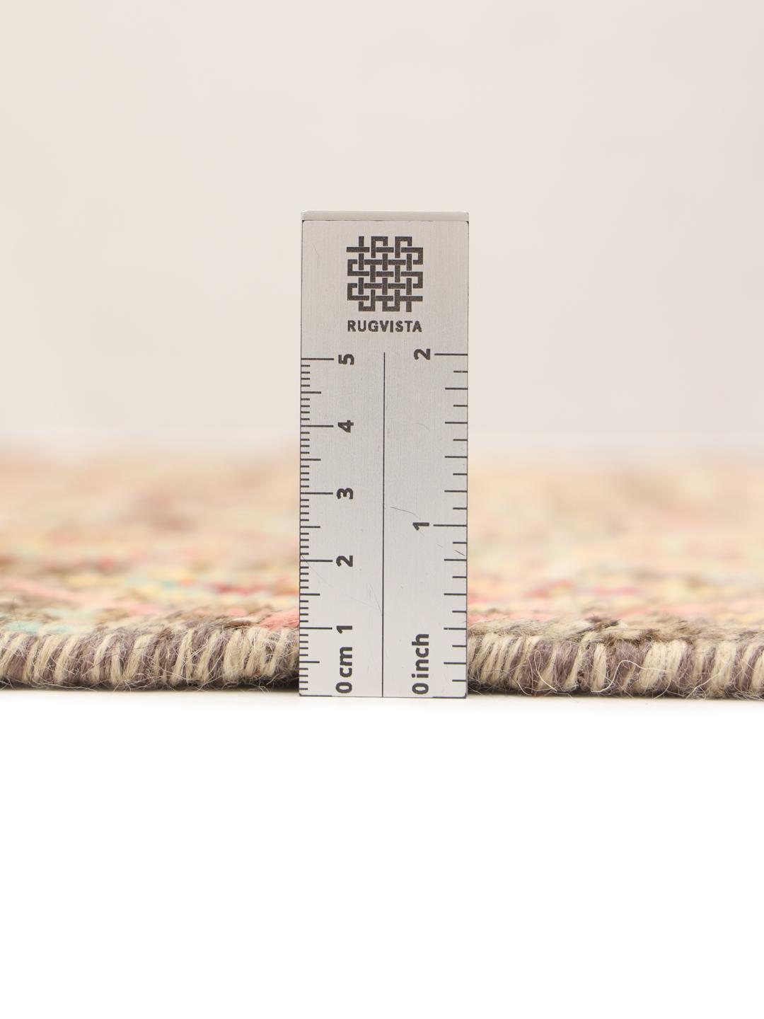 Hand-knotted Afghan rug with colourful geometric diamond patterns on a brown field
