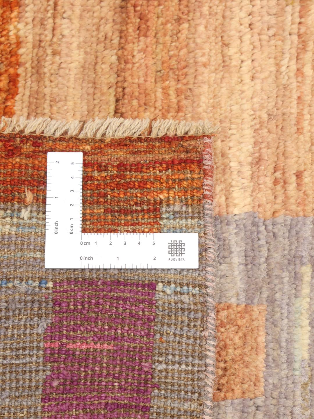 Hand-knotted multicolor rug from Afghanistan with geometric patterns