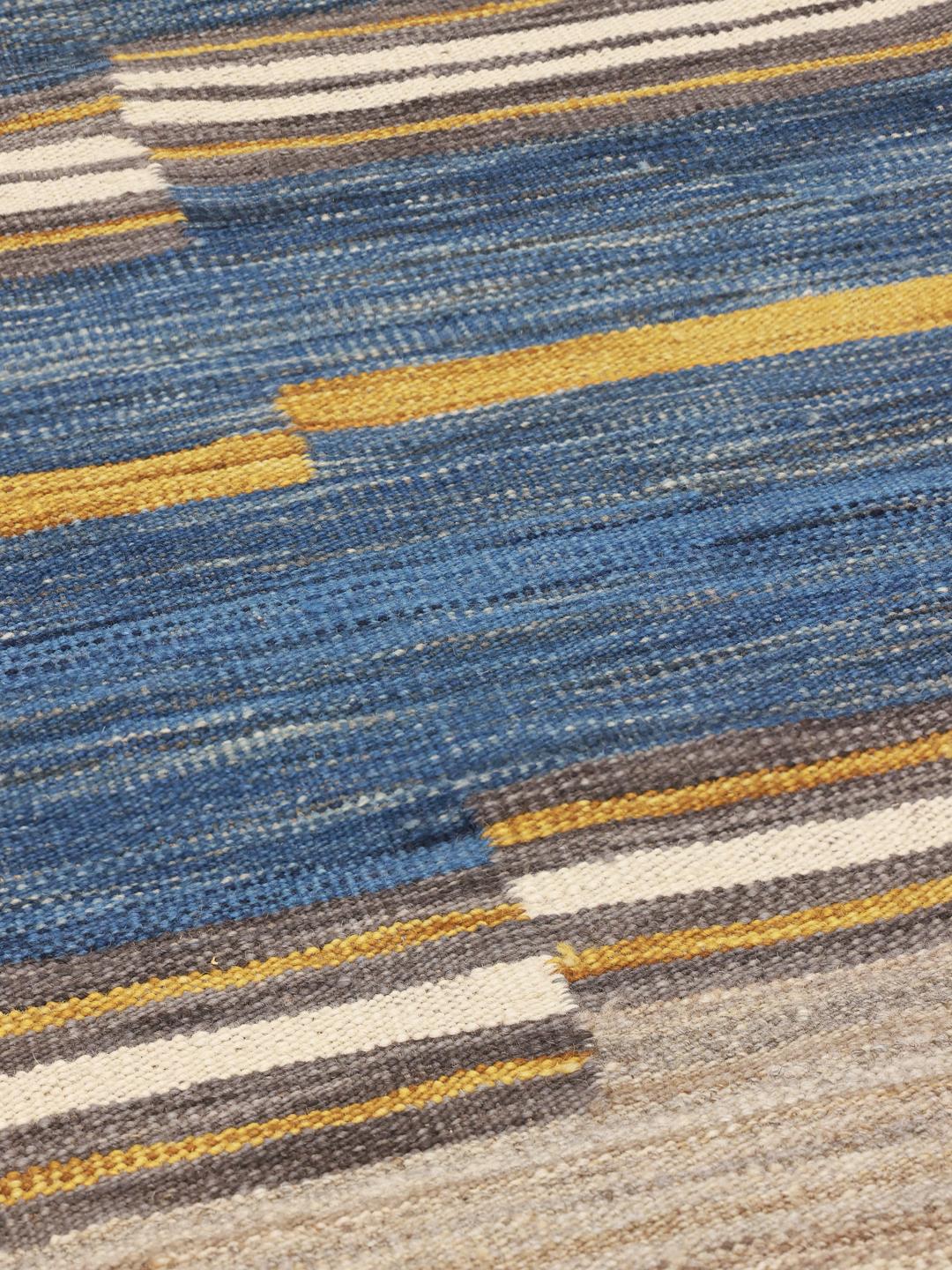 Handgemaakt Afghaans Kelim Modern tapijt in blauw en grijs