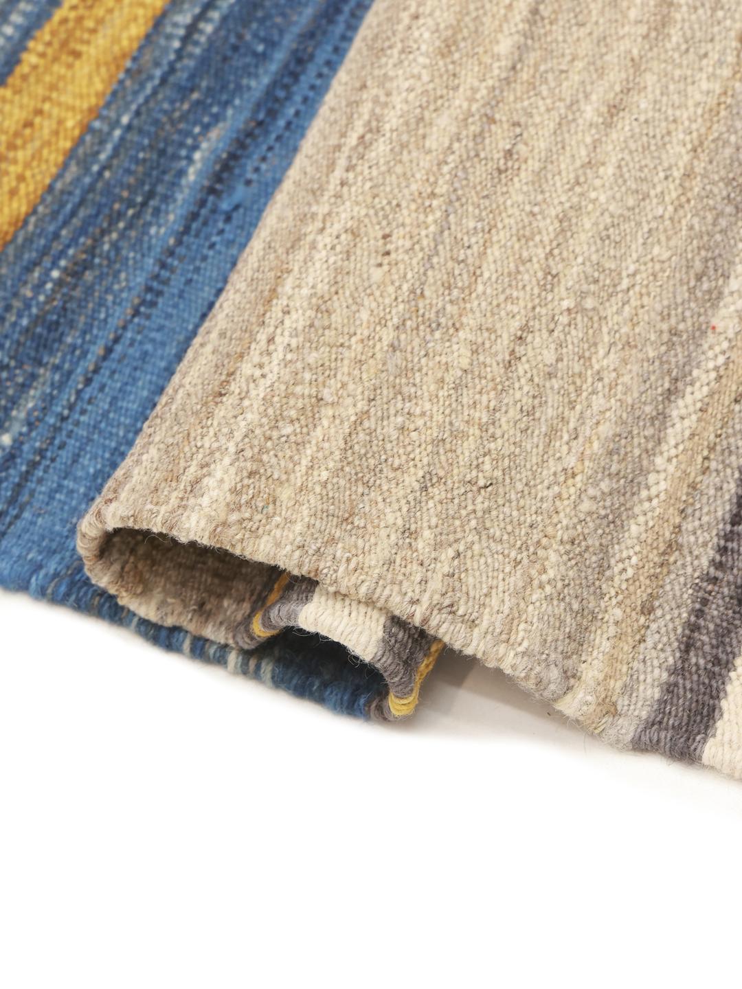 Handgemaakt Afghaans Kelim Modern tapijt in blauw en grijs