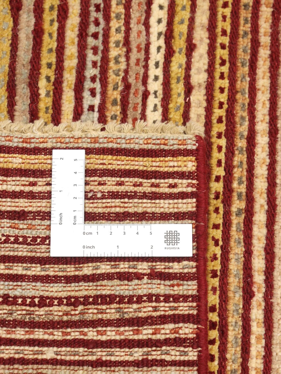 Stribet Gabbeh Modern uldtæppe fra Afghanistan i rød