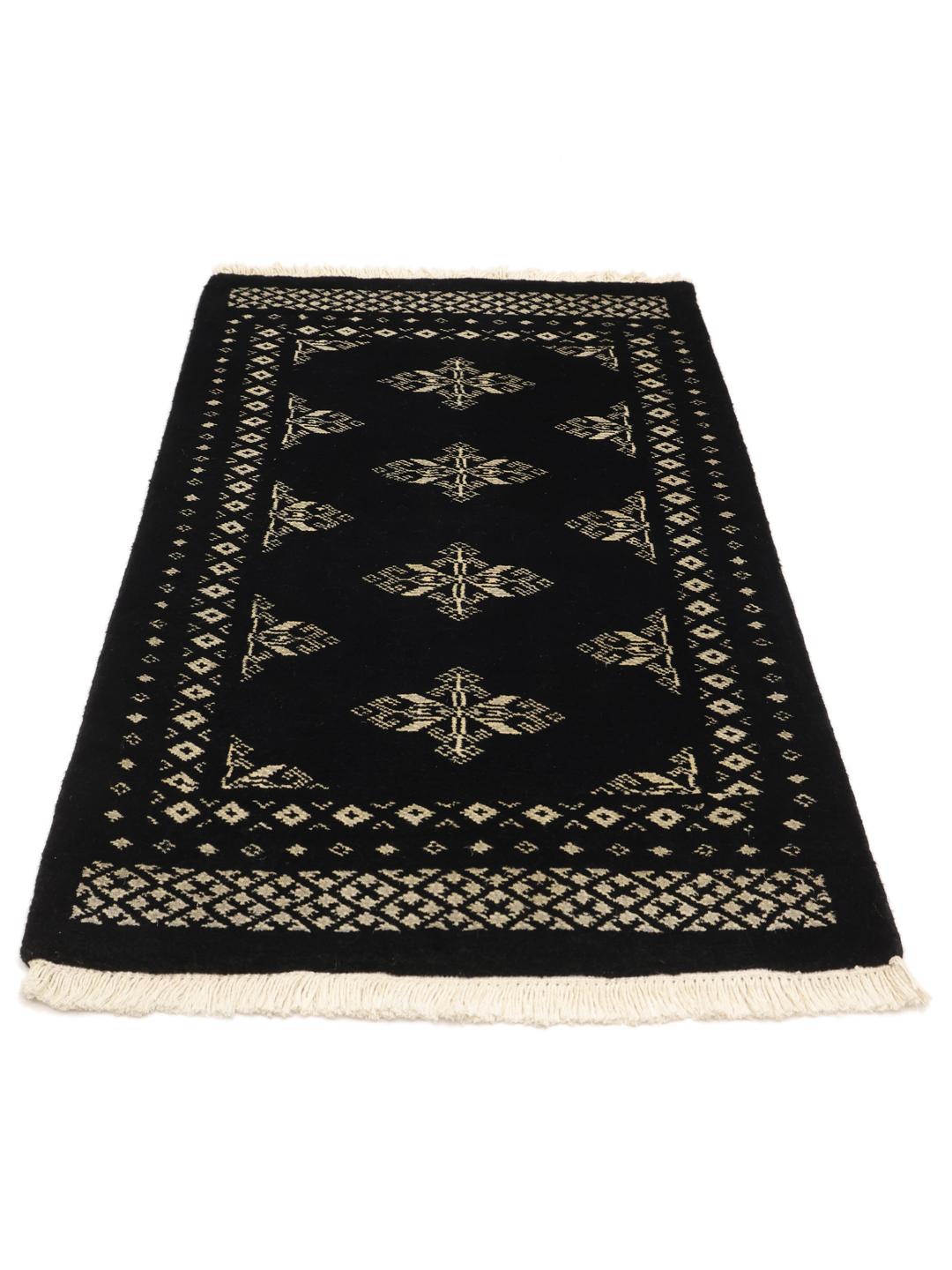Handmade Pakistani Bokhara rug in black