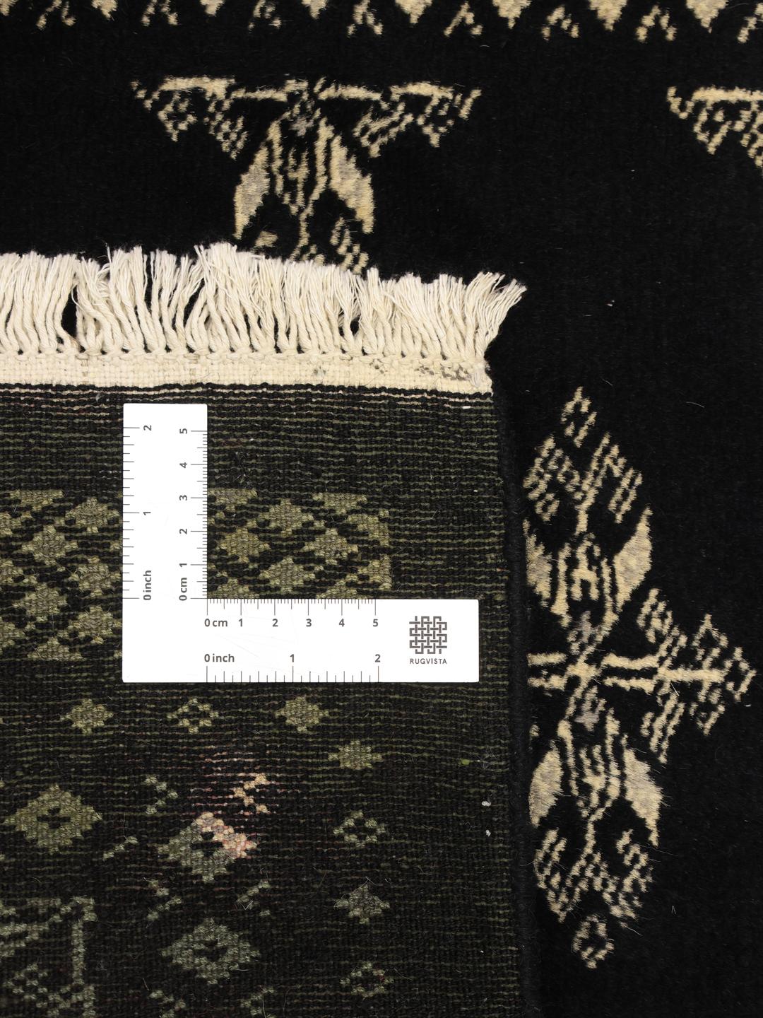 Handmade Pakistani Bokhara rug in black