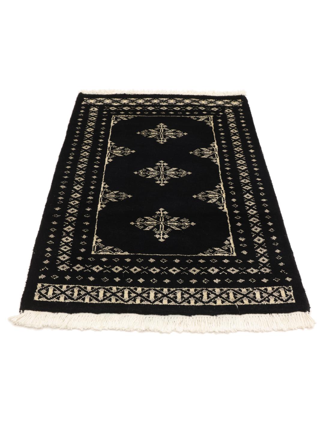 Handmade Pakistan Bokhara 2ply wool rug in black