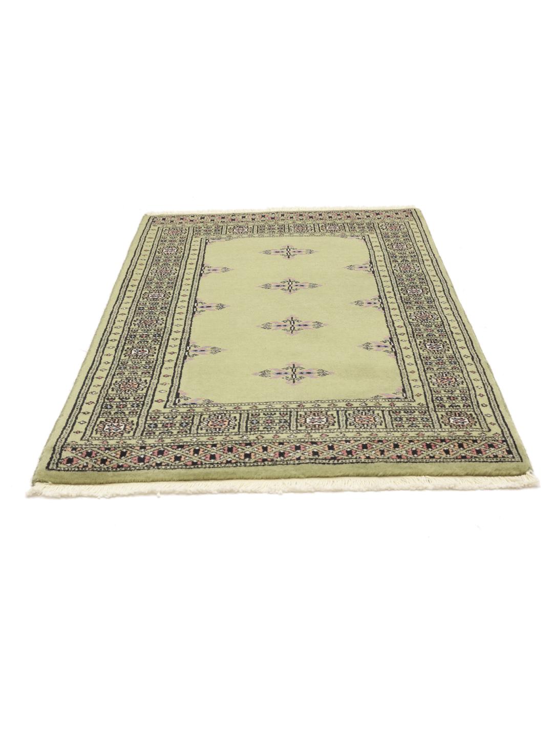 Handmade Pakistani Bokhara 2ply green rug