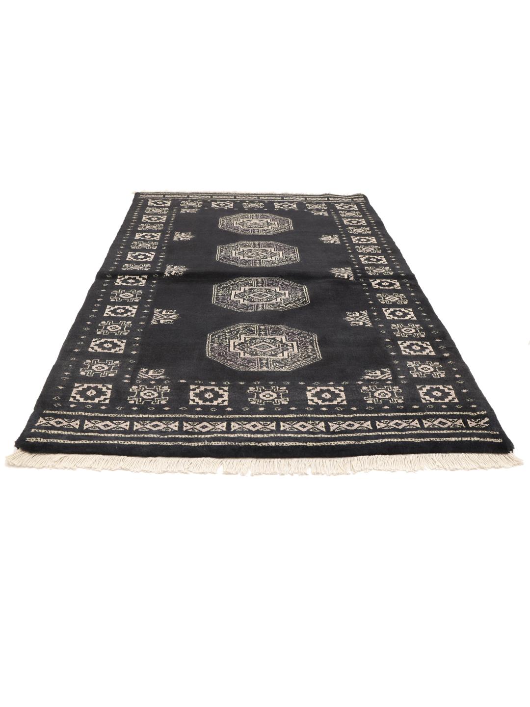 Handmade Pakistani Bokhara rug in black
