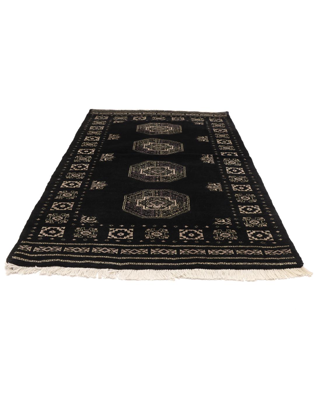 Handmade Pakistani Bokhara rug in black