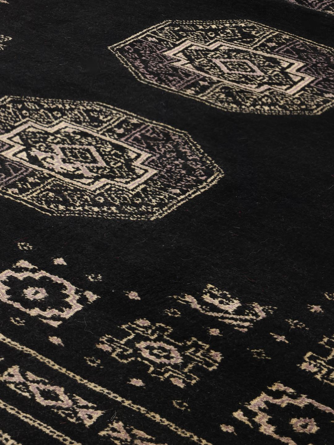 Handmade Pakistani Bokhara rug in black
