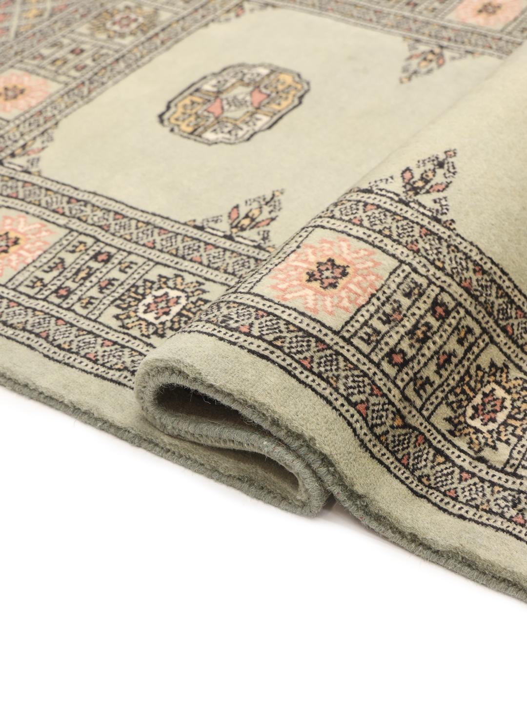 Handmade Pakistan Bokhara 3ply rug in light green