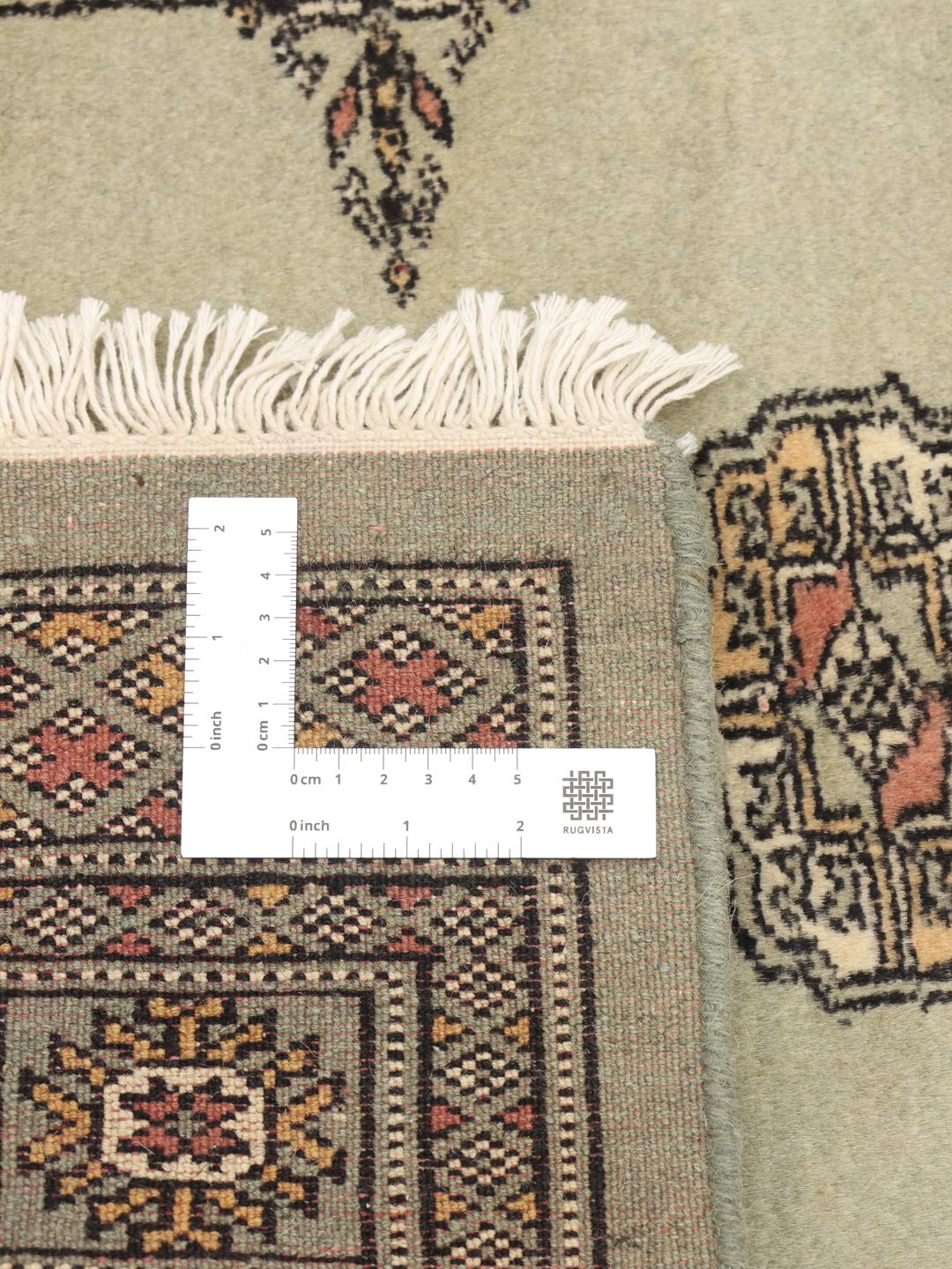 Handmade Pakistan Bokhara 3ply rug in light green