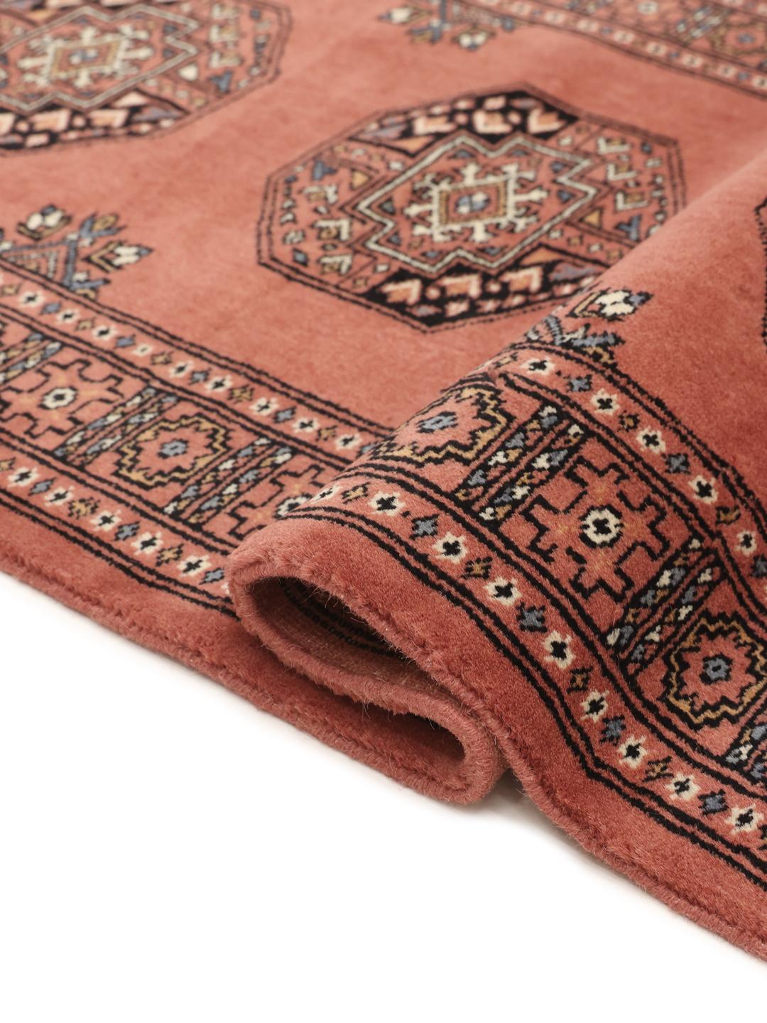 Pakistan Bokhara runner rug in red with geometric motifs