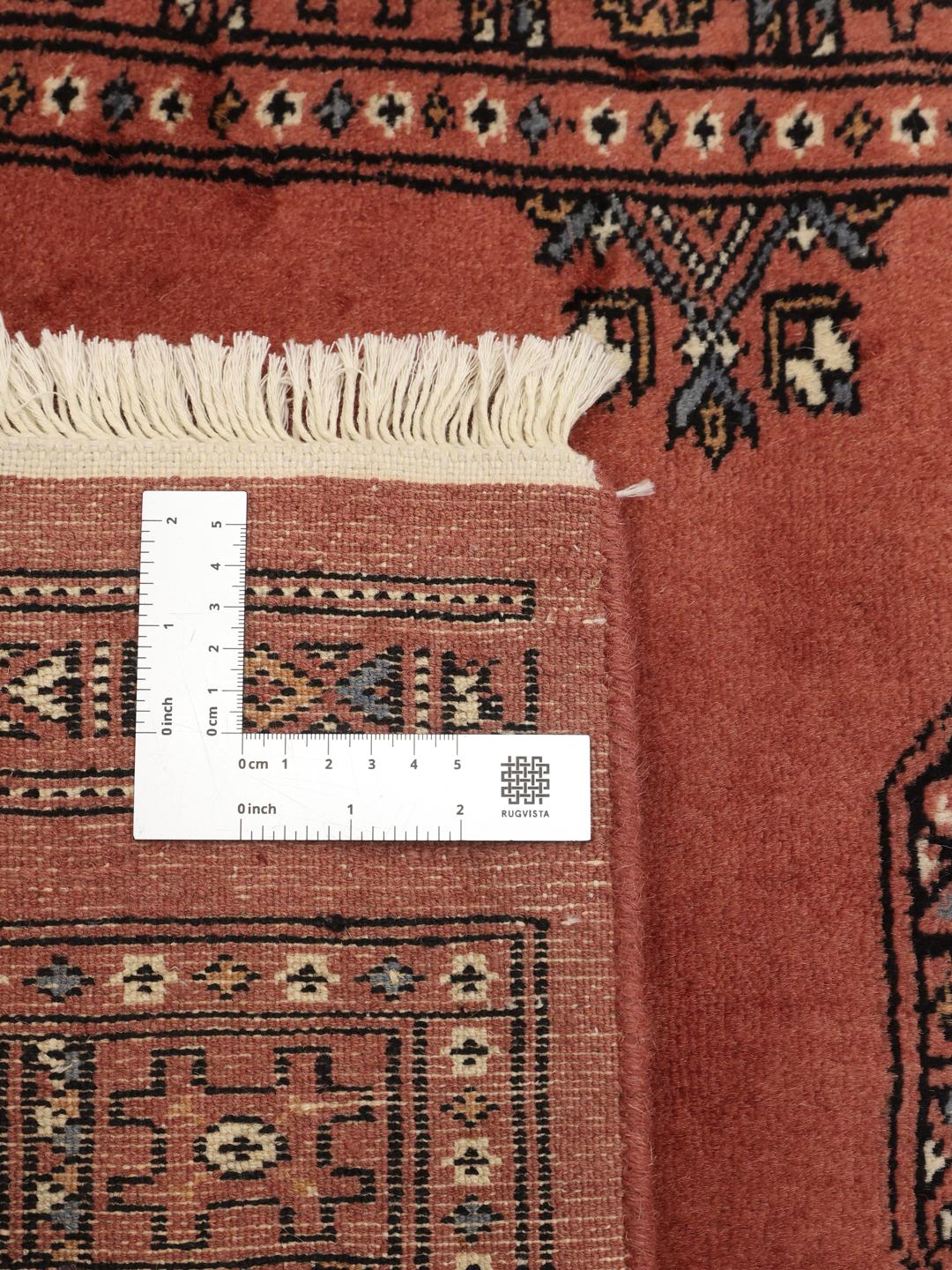 Pakistan Bokhara runner rug in red with geometric motifs