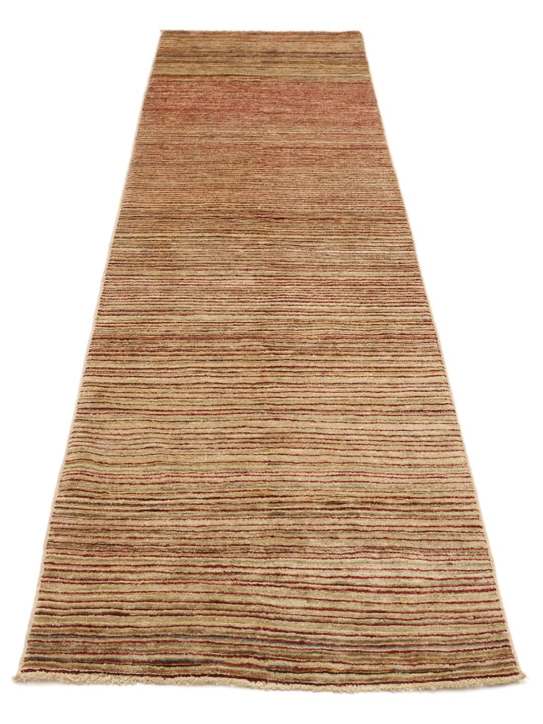 Gabbeh Modern loper tapijt uit Afghanistan in rood en beige