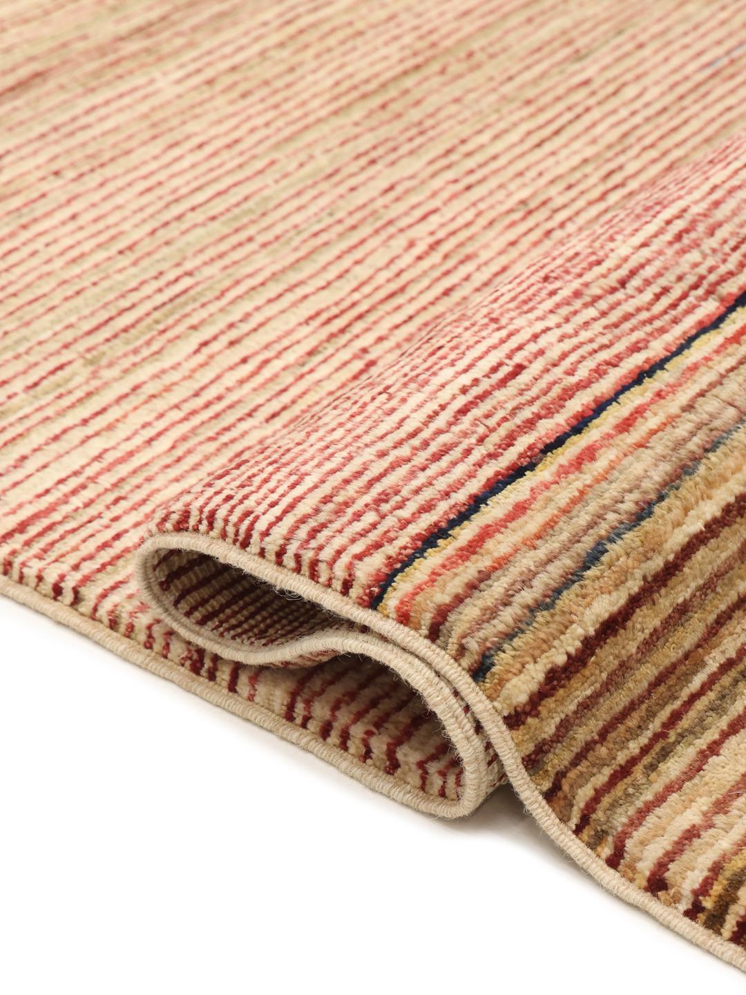 Gabbeh Modern loper tapijt uit Afghanistan in rood en beige