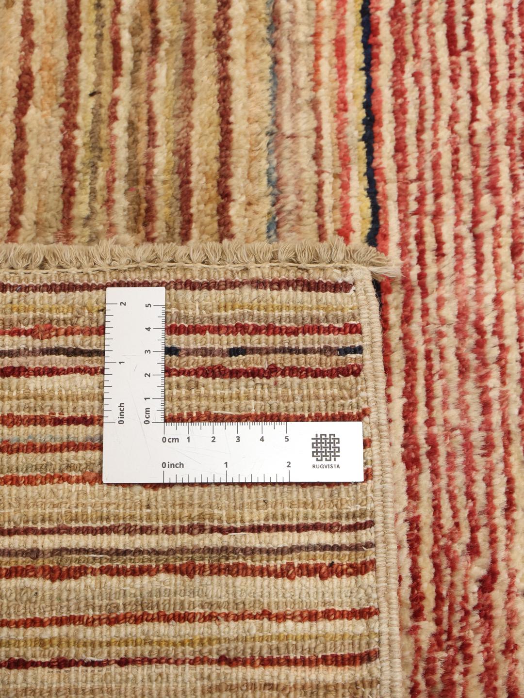 Gabbeh Modern loper tapijt uit Afghanistan in rood en beige