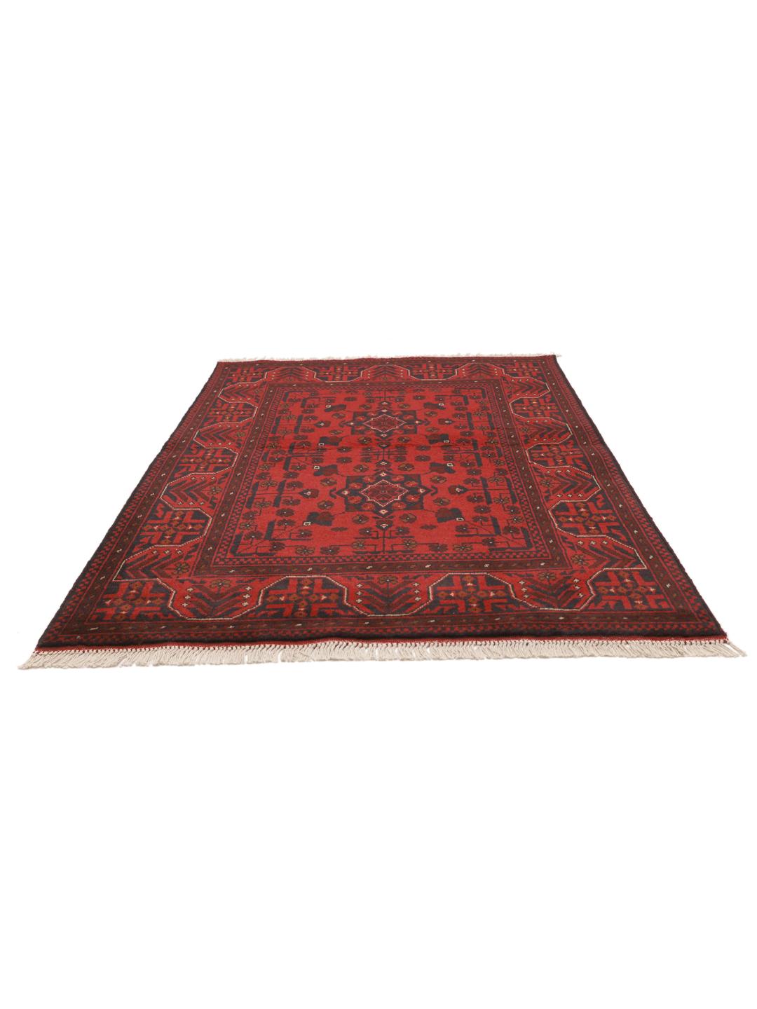 Afghaans Khal Mohammadi vloerkleed in donkerrood met traditionele geometrische patronen