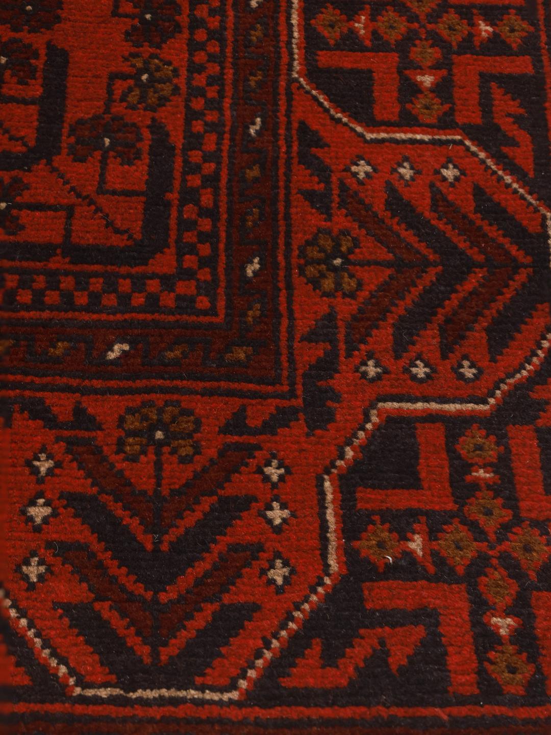 Afghaans Khal Mohammadi vloerkleed in donkerrood met traditionele geometrische patronen