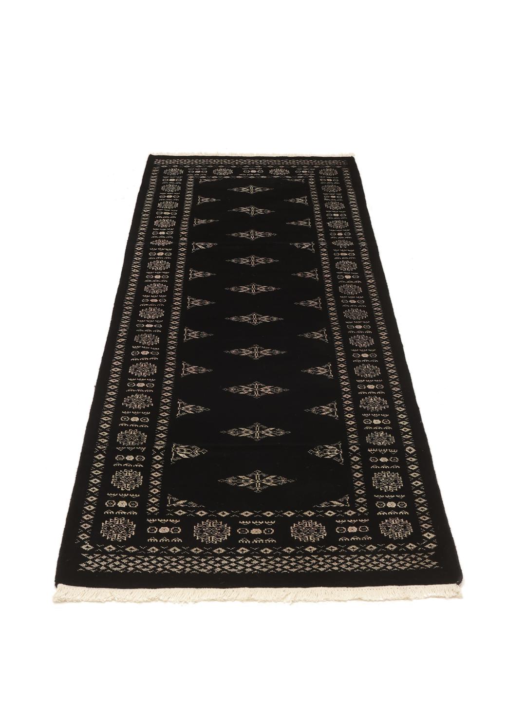 Handmade Pakistan runner rug in black