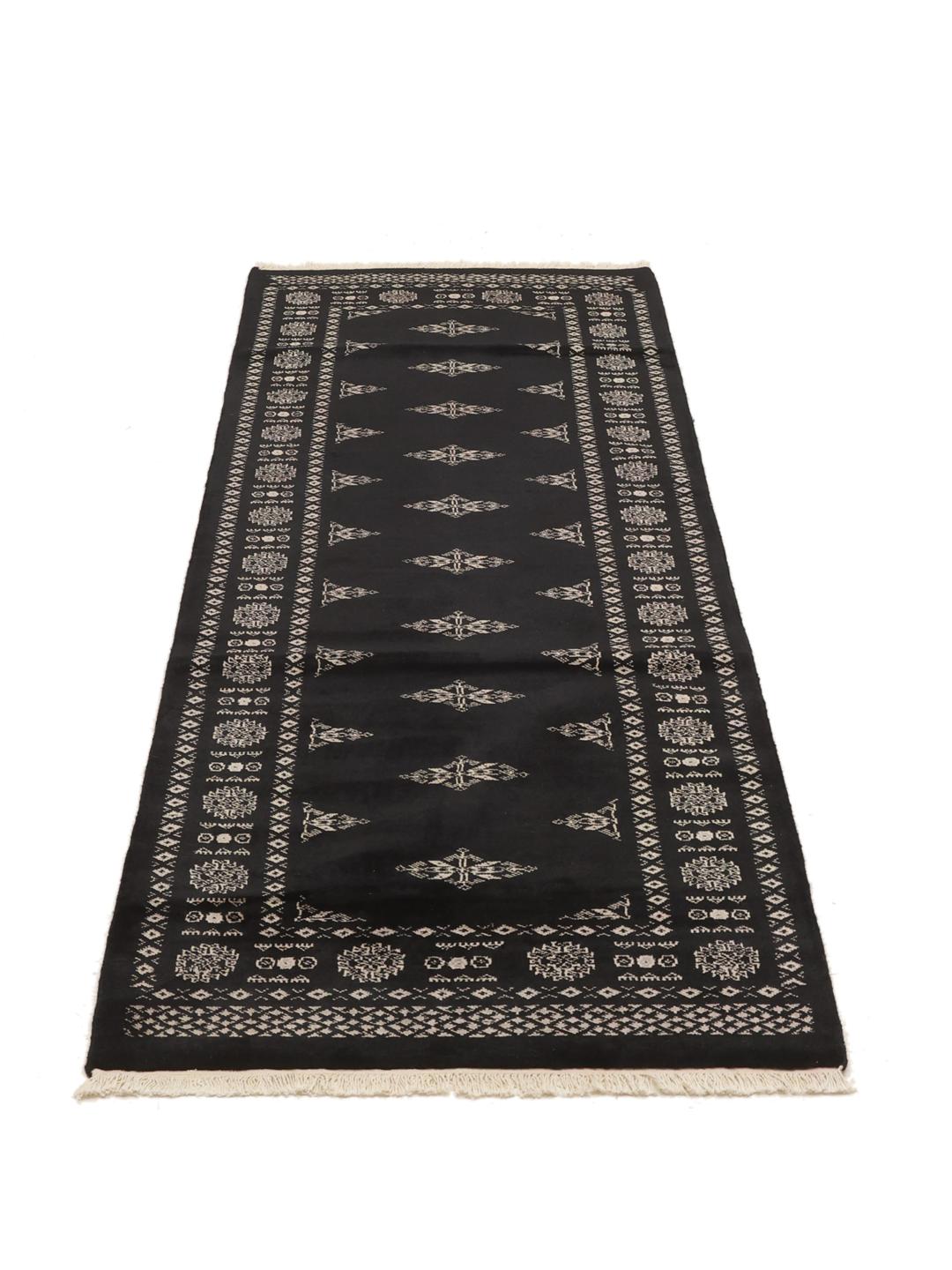 Handmade Pakistan runner rug in black