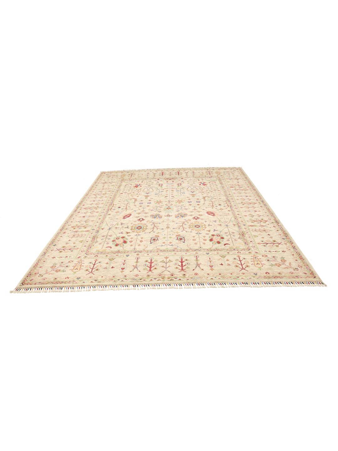 Afghaans vloerkleed in beige met bloemenpatroon