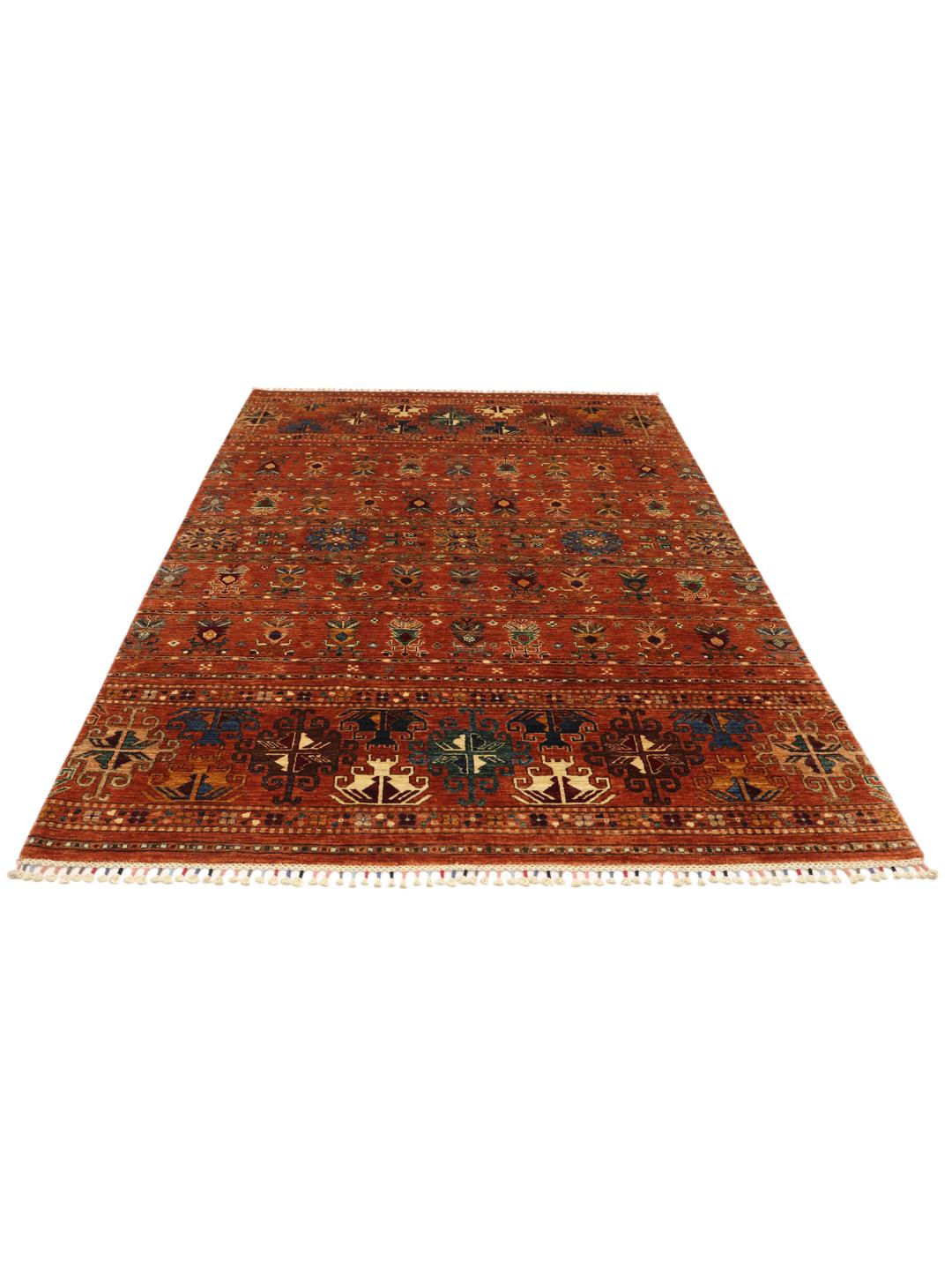 Handmade wool rug from Afghanistan in red