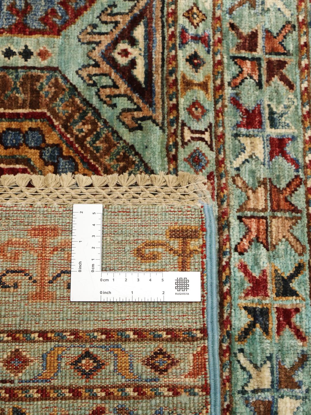 Handmade Afghan rug in teal