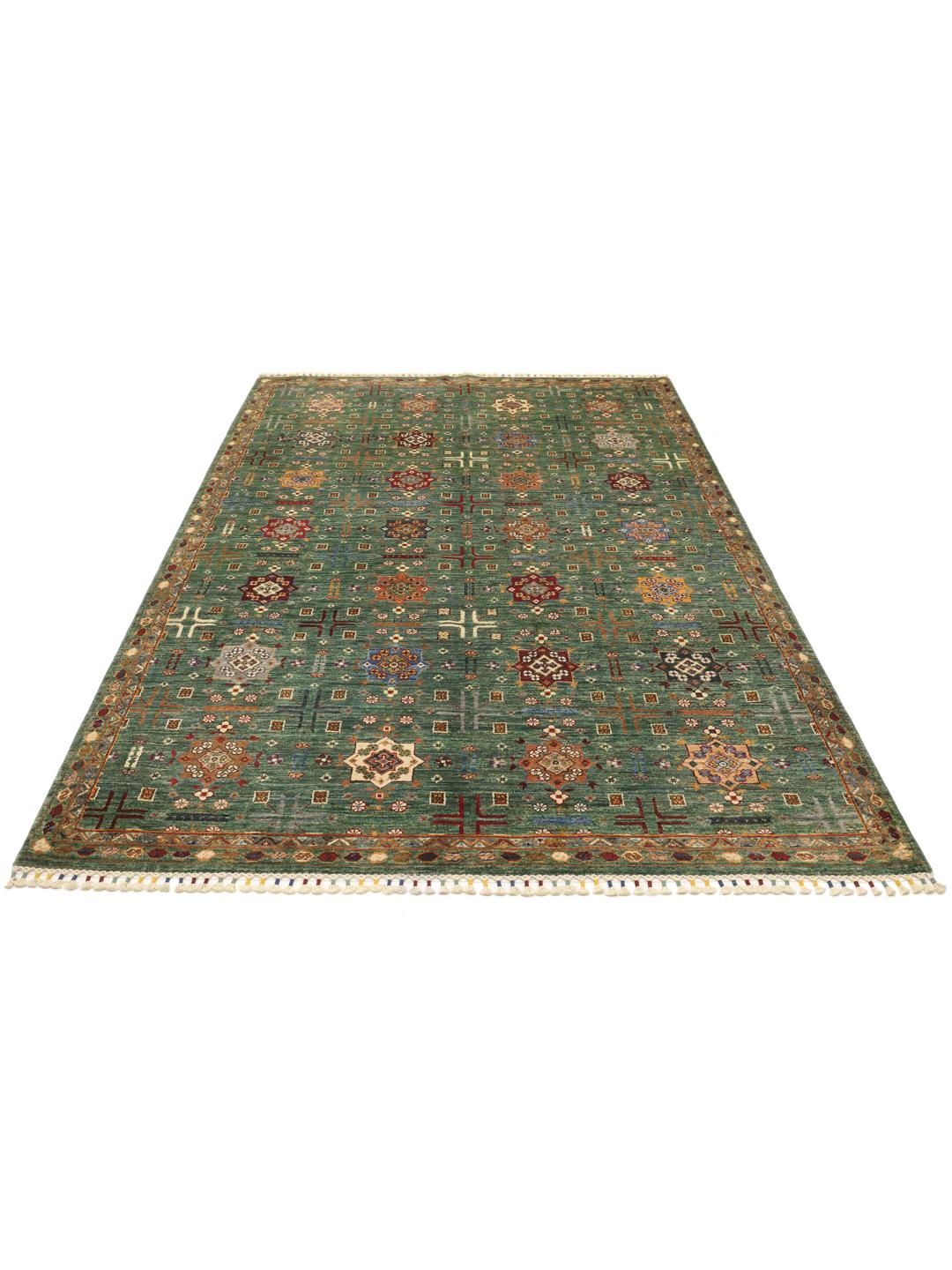 Afghan rug in green
