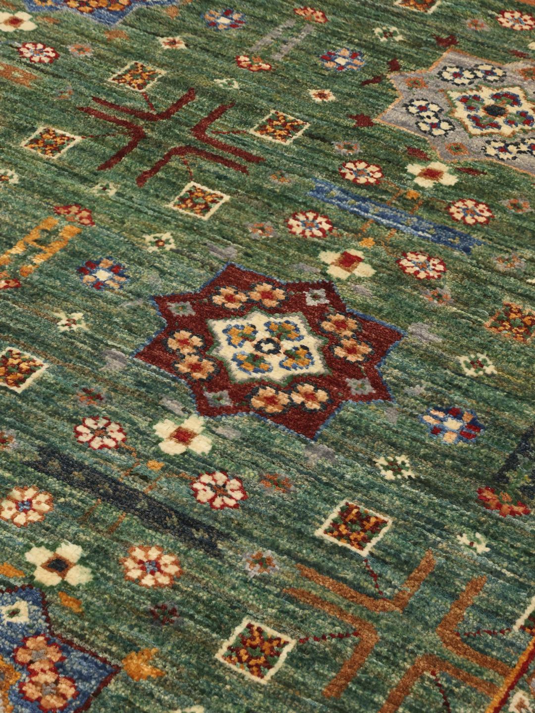 Afghan rug in green