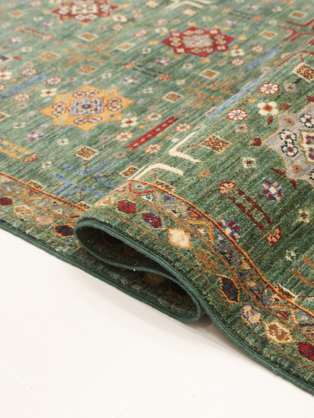 Afghan rug in green