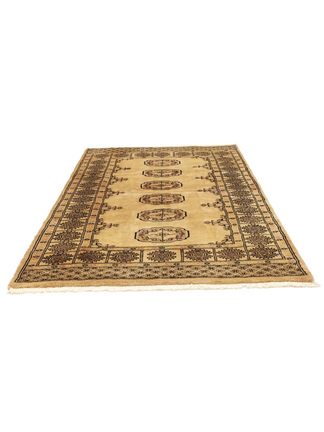 Handgemaakt rechthoekig Pakistan tapijt in beige