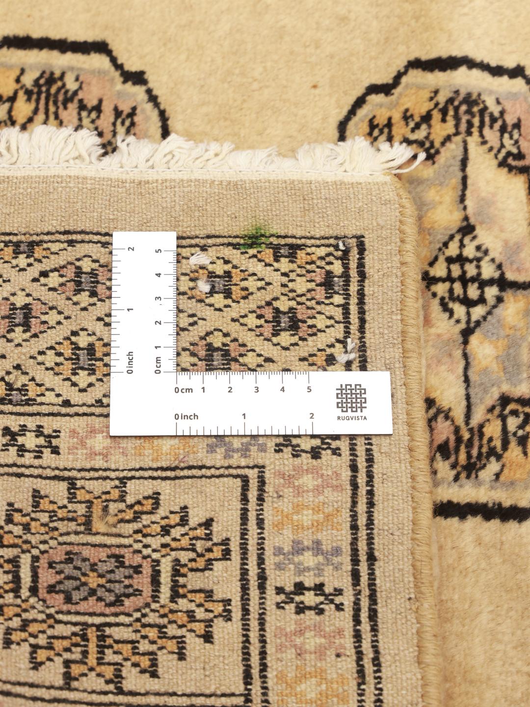 Handgemaakt rechthoekig Pakistan tapijt in beige