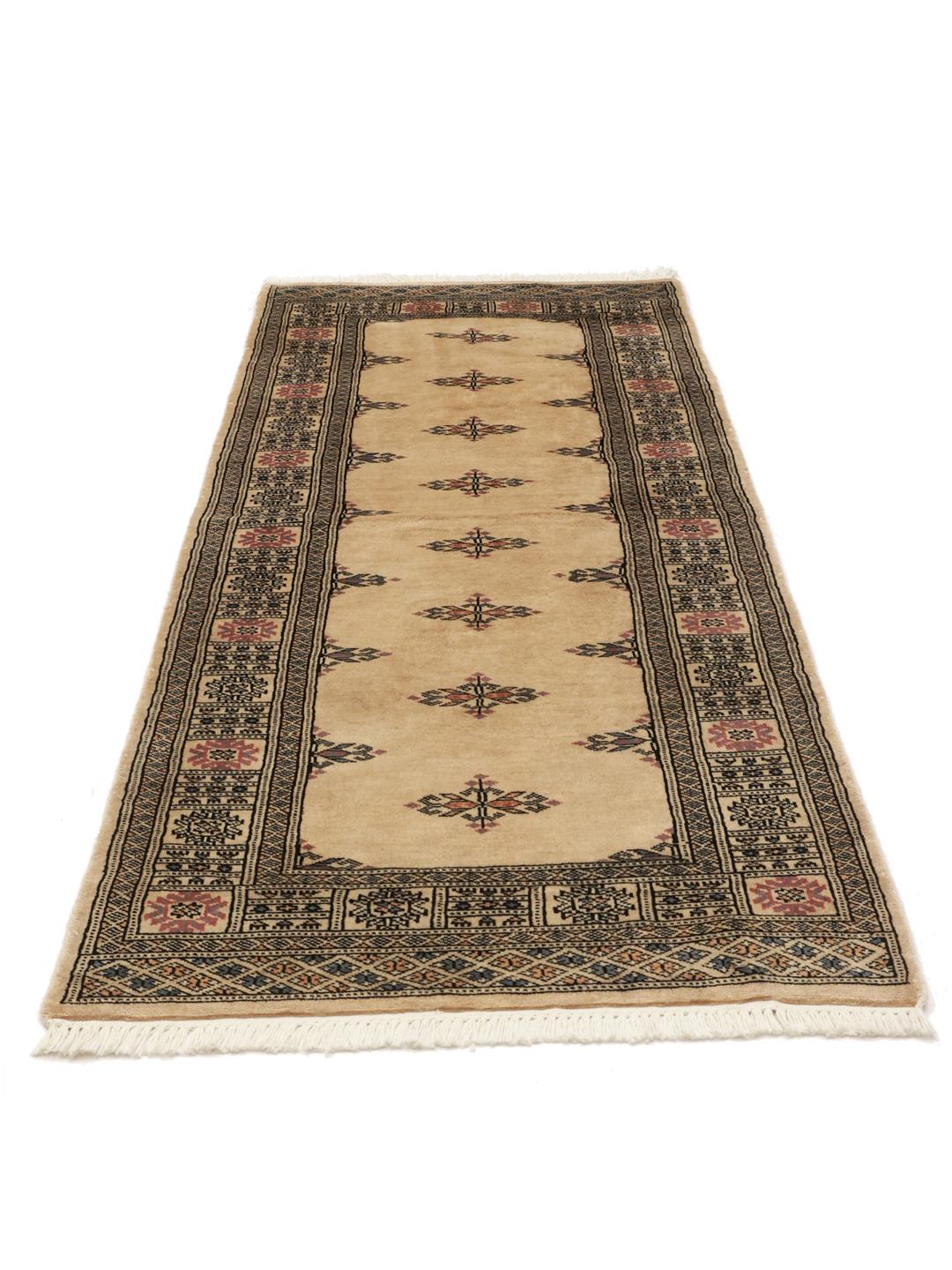 Handgeknoopt Pakistaans loper vloerkleed in beige