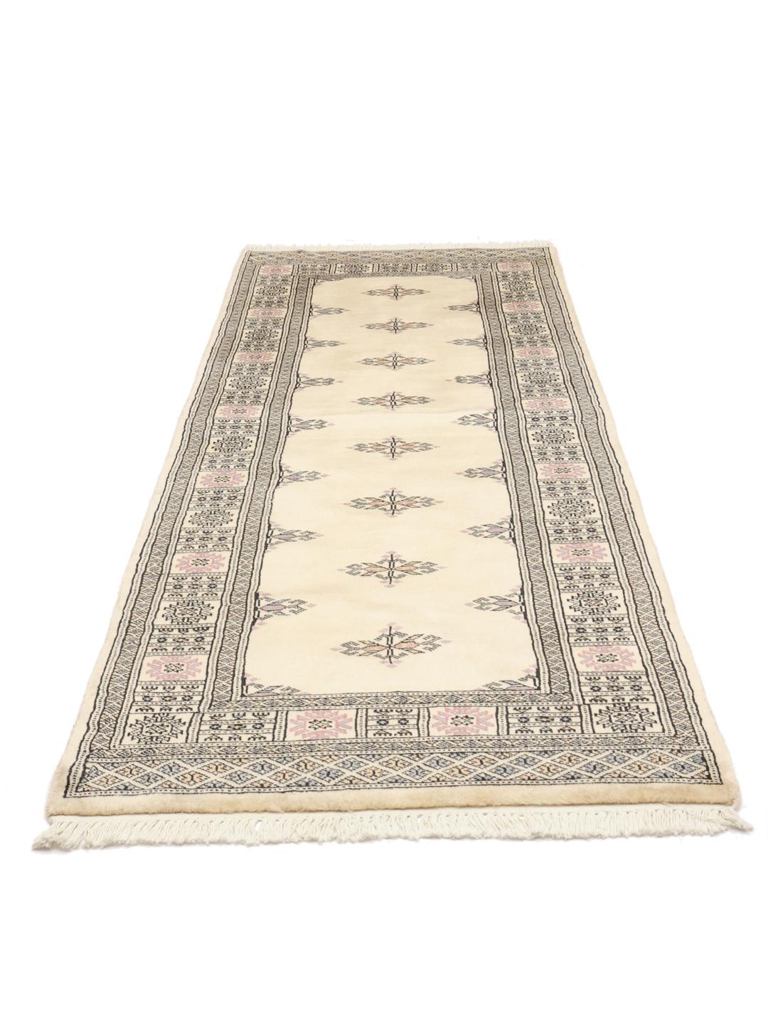 Handgeknoopt Pakistaans loper vloerkleed in beige