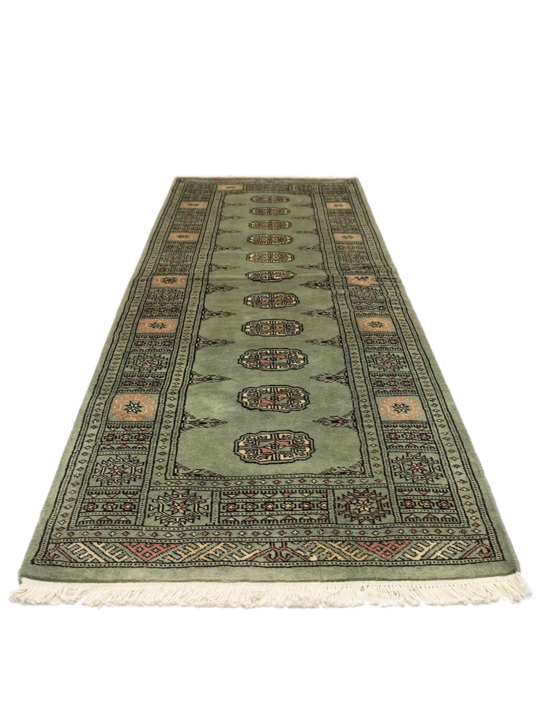 Runner rug from Pakistan in green