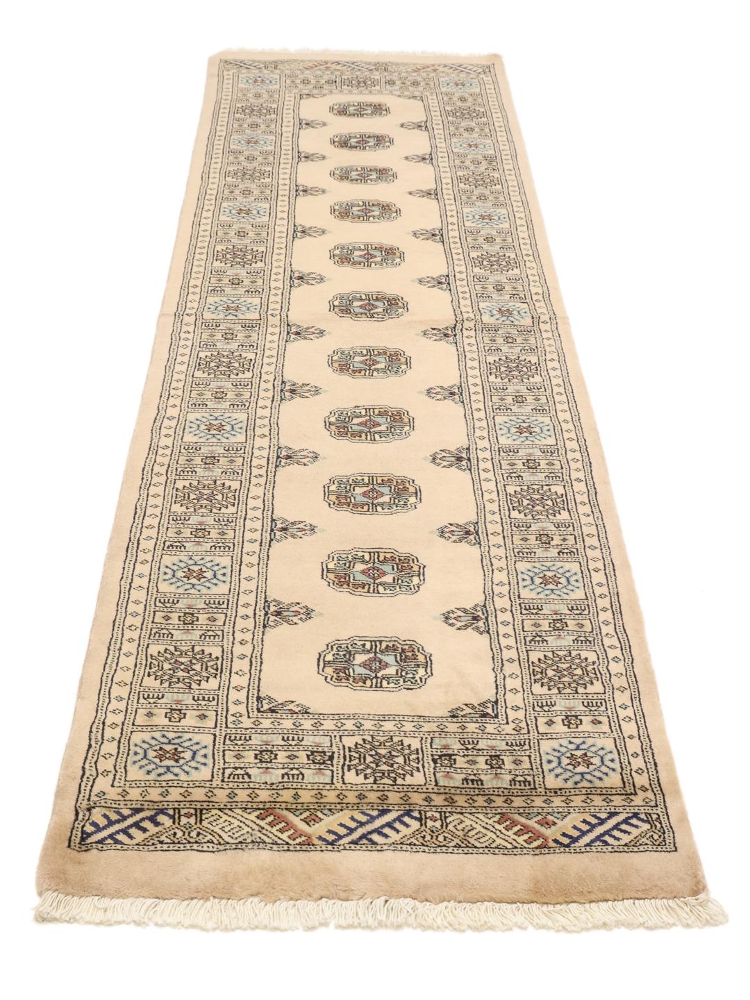 Handgeknoopte Pakistaanse Bokhara loper in beige
