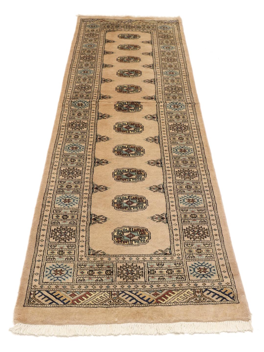 Handgeknoopte Pakistaanse Bokhara loper in beige