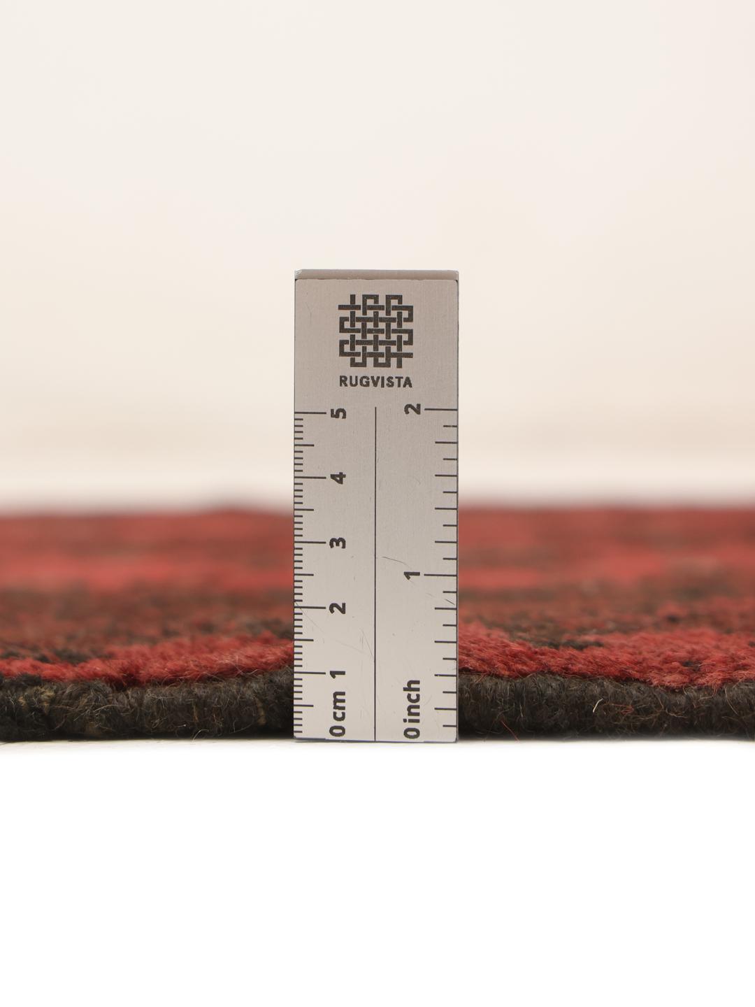 Tapis de couloir rouge foncé noué à la main provenant d'Afghanistan