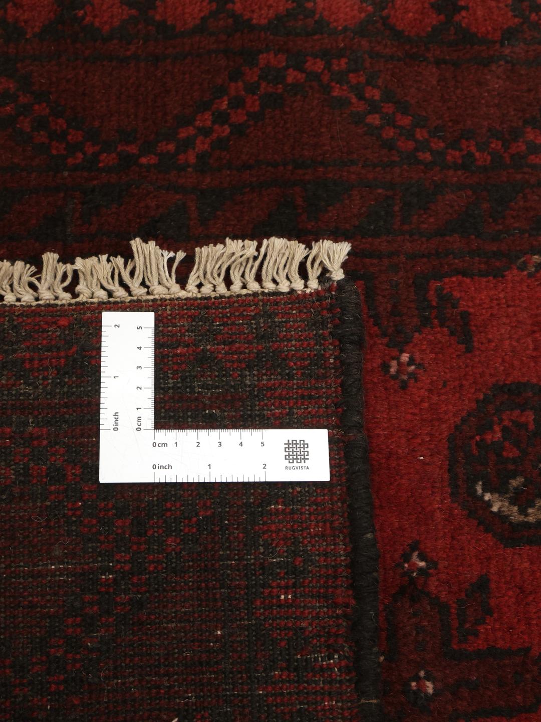 Tapis de couloir rouge foncé noué à la main provenant d'Afghanistan