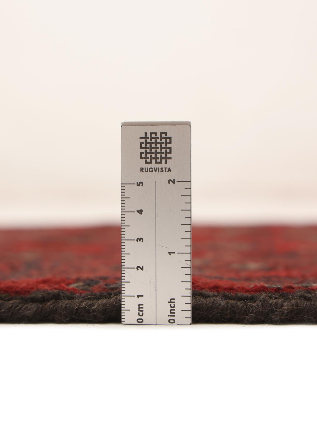 Tapis couloir afghan fait main en rouge foncé